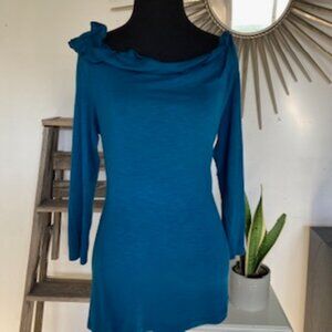 🧡3/15 Anthropologie Deletta Long Sleeve Top Blue/Green Women's XS